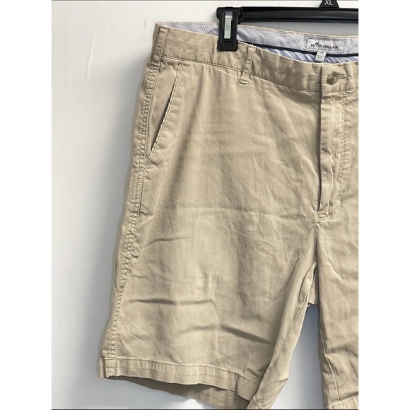 Peter Millar Shorts Mens 38 Beige Chino Golf Stretch 9" Inseam Crown Logo - Picture 4 of 9